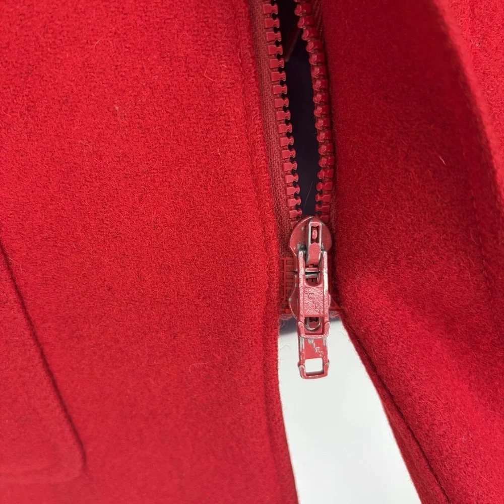 VTG 70s Lobo Pendleton Women 40 Hooded Red Wool Coat Plaid Grunge Chore Barn M - Picture 5 of 10